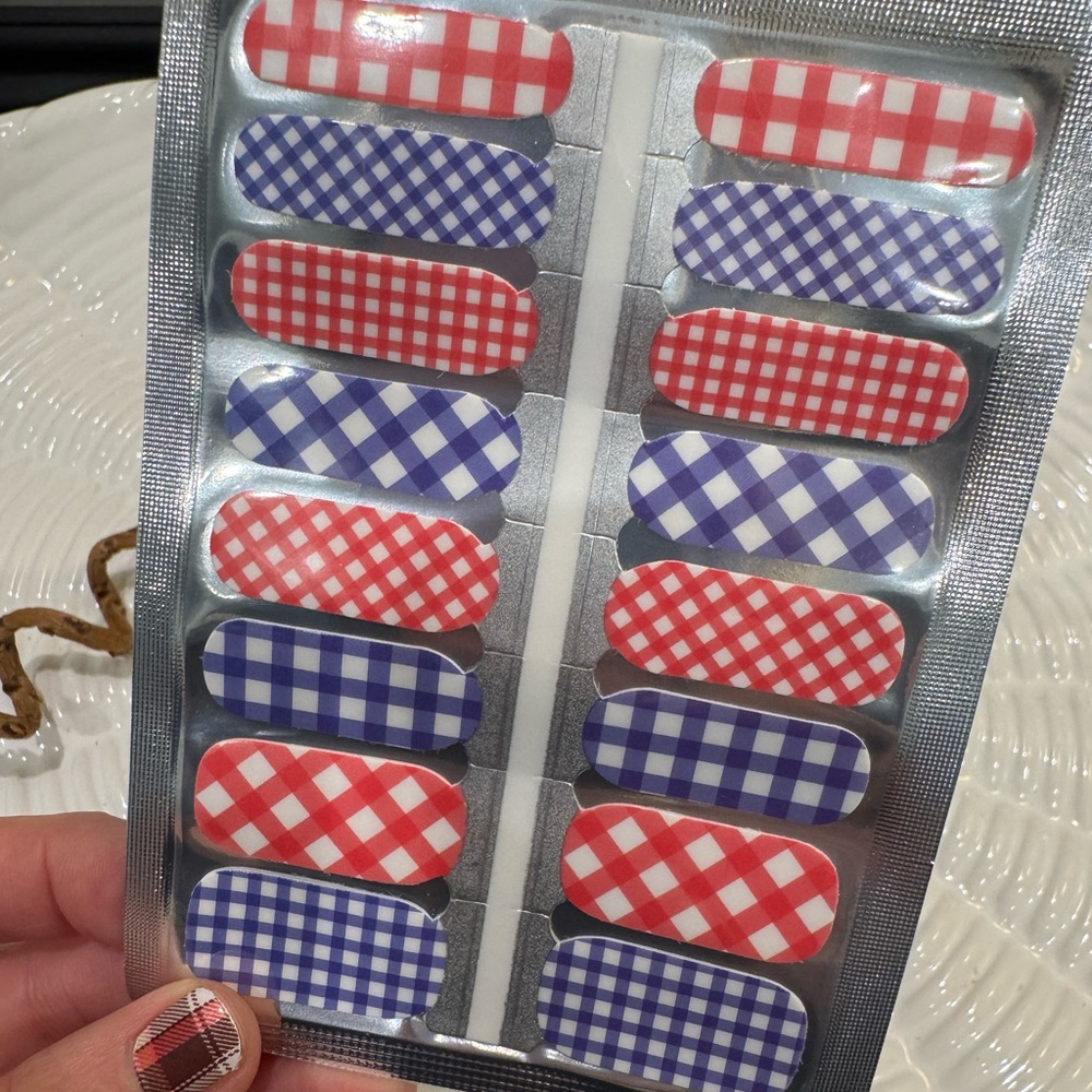 Picnic Plaid Nail Wraps | Red & Blue Gingham Design | DIY Nail Stickers